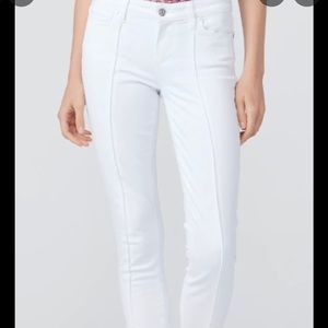 Paige White Mid Rise Ultra Skinny Verdugo Pintuck Jeans